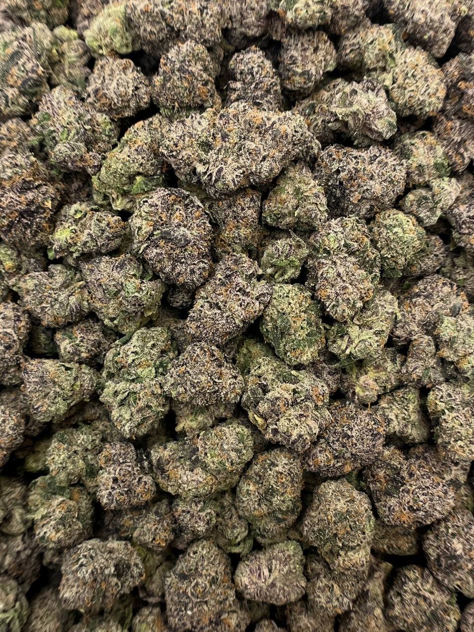 Crunch Berriez THCa Flower 2 Close-up of Crunch Berriez THCa Buds Showing Crystal Trichomes